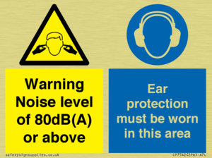 Warning Noise level of 80dB(A) or above. Ear protection must be worn in this area